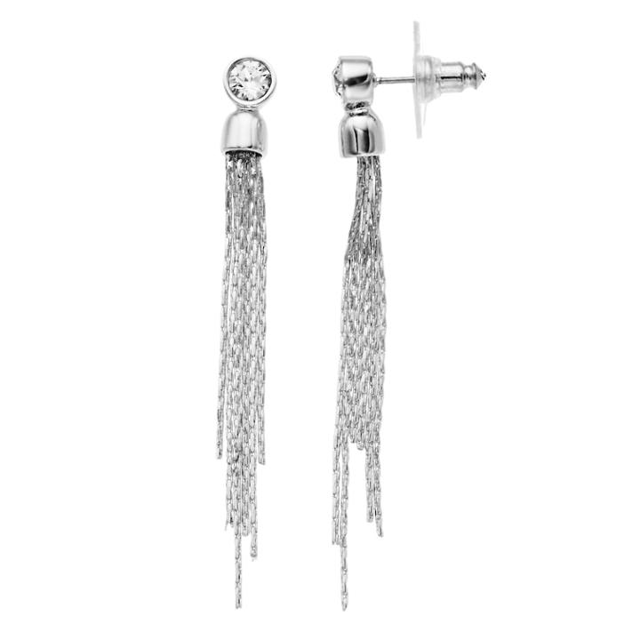 Brilliance Swarovski Crystal Hoop Earrings Chain Chandelier Earrings, Women's, White