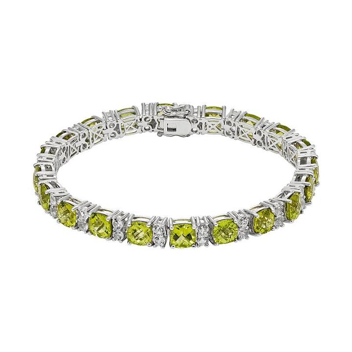 Peridot & White Topaz Sterling Silver Tennis Bracelet, Women's, Size: 7.5, Green