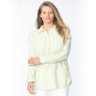 Plus Size Chaps Striped Linen Blend Shirt, Women's, Size: 3xl, Green Oth