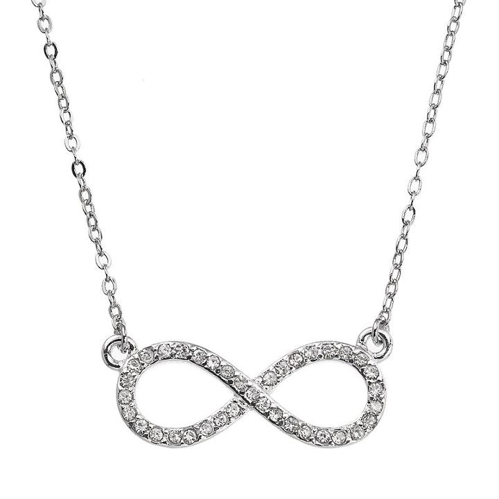 Silver Tone Simulated Crystal Infinity Necklace, Women's, Multicolor
