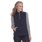 Women's Croft & Barrow&reg; Quilted Knit Vest, Size: Xs, Dark Blue