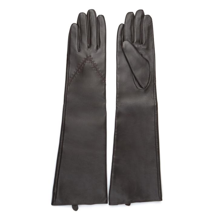 Women's Journee Collection Microfiber-lined Long Leather Gloves, Size: Xl, Brown