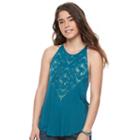 Juniors' Mudd&reg; Tie-dye Halter Tank, Girl's, Size: Large, Turquoise/blue (turq/aqua)