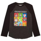 Boys 8-20 Super Mario Bros. Character Raglan Tee, Size: 8, Grey (charcoal)