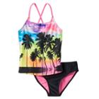 Girls 7-16 So&reg; Palm Tree Rainbow 2-pc. Tankini Swimsuit Set, Girl's, Size: L(12), Grey