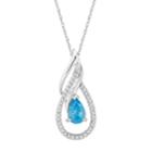 10k White Gold Swiss Blue Topaz & 1/10 Carat T.w. Diamond Pendant Necklace, Women's, Size: 18