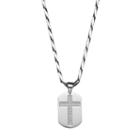 Men's Stainless Steel Cubic Zirconia Cross Dog Tag Necklace, Size: 30, Grey