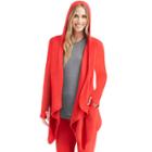 Women's Cuddl Duds Fleece Hooded Wrap Cardigan, Size: S-m, Red