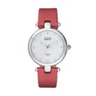 Burgi Women's Diamond Leather Watch, Red