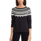 Women's Chaps Fairisle Crewneck Sweater, Size: Small, Black