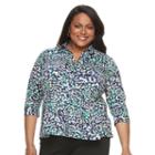Plus Size Dana Buchman Pleated Peplum Shirt, Women's, Size: 3xl, Brt Blue