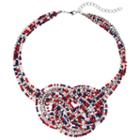 Red, White & Blue Seed Bead Pretzel Knot Necklace, Women's, Multicolor