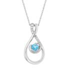 10k White Gold Swiss Blue Topaz & Diamond Accent Teardrop Pendant Necklace, Women's, Size: 18