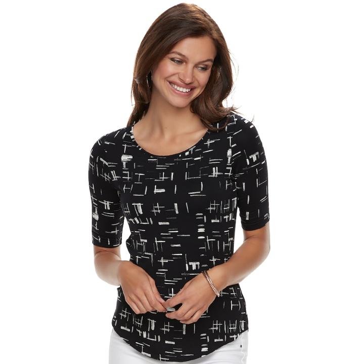 Women's Apt. 9&reg; Essential Elbow-sleeve Tee, Size: Medium, Oxford