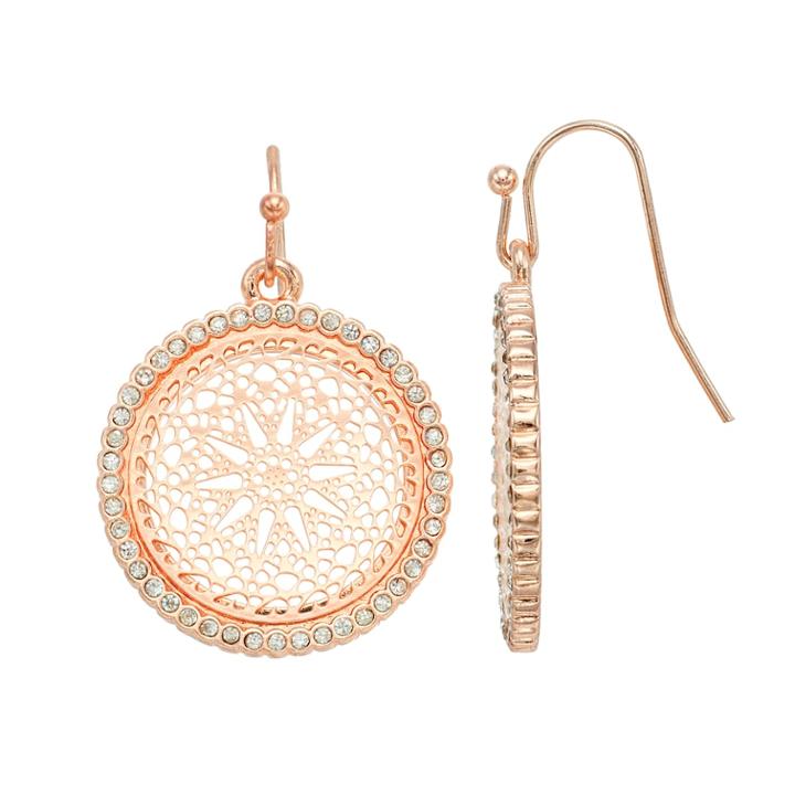 Lc Lauren Conrad Filigree Disc Drop Nickel Free Earrings, Women's, Light Pink