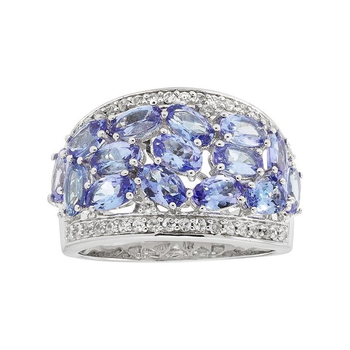 Sterling Silver Tanzanite & White Zircon Ring, Women's, Size: 7, Blue