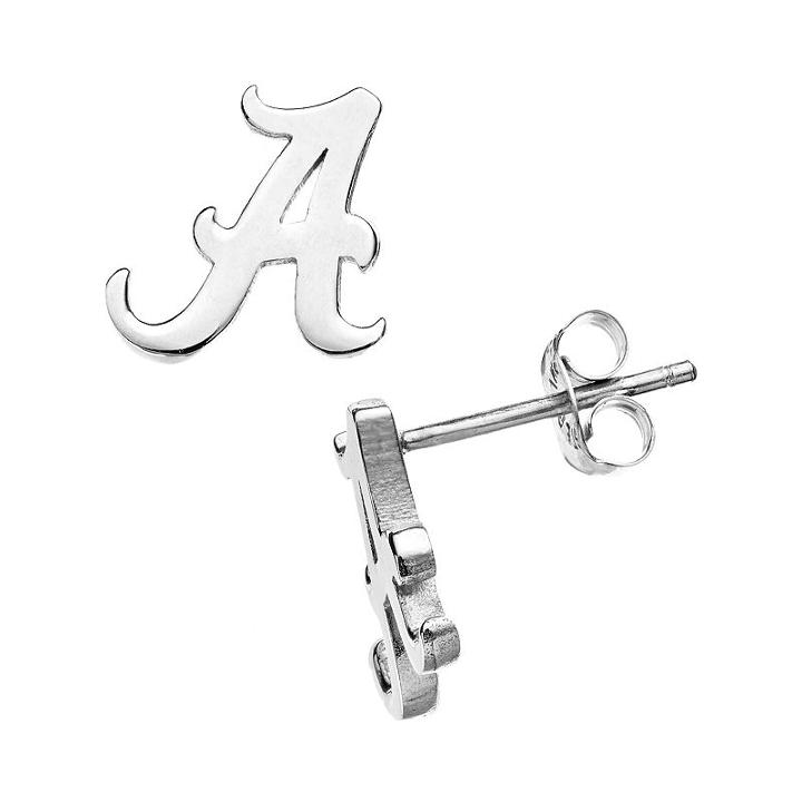 Dayna U Alabama Crimson Tide Sterling Silver Logo Stud Earrings, Women's, Grey