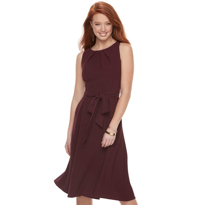 Women's Elle™ Fit & Flare Midi Dress, Size: 10, Purple