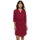Women's Apt. 9&reg; Georgette Shirtdress, Size: Medium, Dark Red