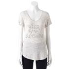 Women's Apt. 9&reg; Graphic V-neck Tee, Size: Medium, Beige Oth