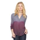 Women's Rock & Republic&reg; Dip-dyed Gauze Shirt, Size: Large, Med Grey