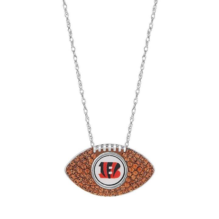 Sterling Silver Crystal Cincinnati Bengals Football Pendant, Women's, Brown