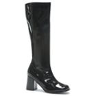Adult Black Patent Knee-high Gogo Costume Boots, Size: 6