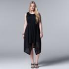 Plus Size Simply Vera Vera Wang Simply Noir Shadow Stripe Fit & Flare Dress, Women's, Size: 3xl, Black