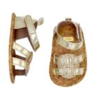 Baby Girl Carter's Gold Glitter Sandal Crib Shoes, Size: 9-12 Months, Grey (metallic)