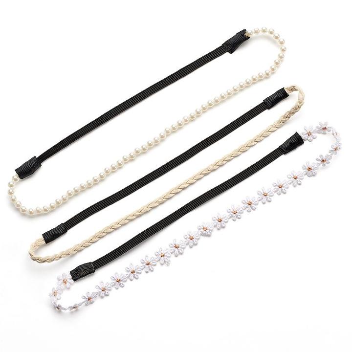 Mudd&reg; 3-pc. Daisy, Simulated Pearl & Braided Headband Set, Women's, White