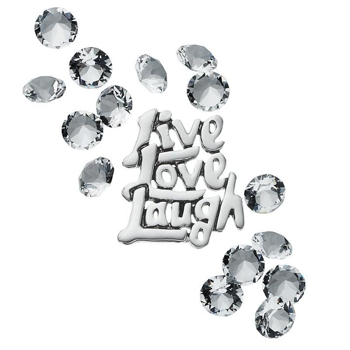 Blue La Rue Crystal Silver-plated Live Laugh Love Charm Set - Made With Swarovski Crystals, Women's, White