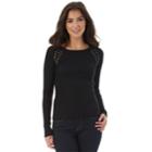 Juniors' Iz Byer California Ribbed Lace-up Sweater, Teens, Size: Medium, Black