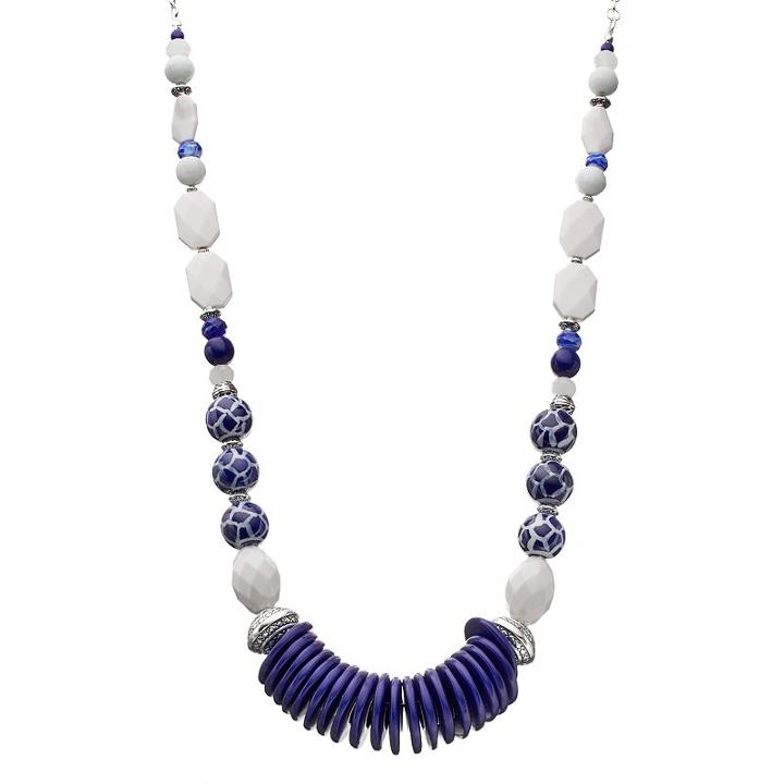 Dana Buchman White & Blue Beaded Necklace, Women's, Multicolor