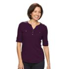 Women's Croft & Barrow&reg; Solid Button-tab Top, Size: Medium, Drk Purple