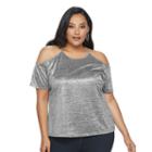 Plus Size Jennifer Lopez Cold-shoulder Tee, Women's, Size: 2xl, Grey Other