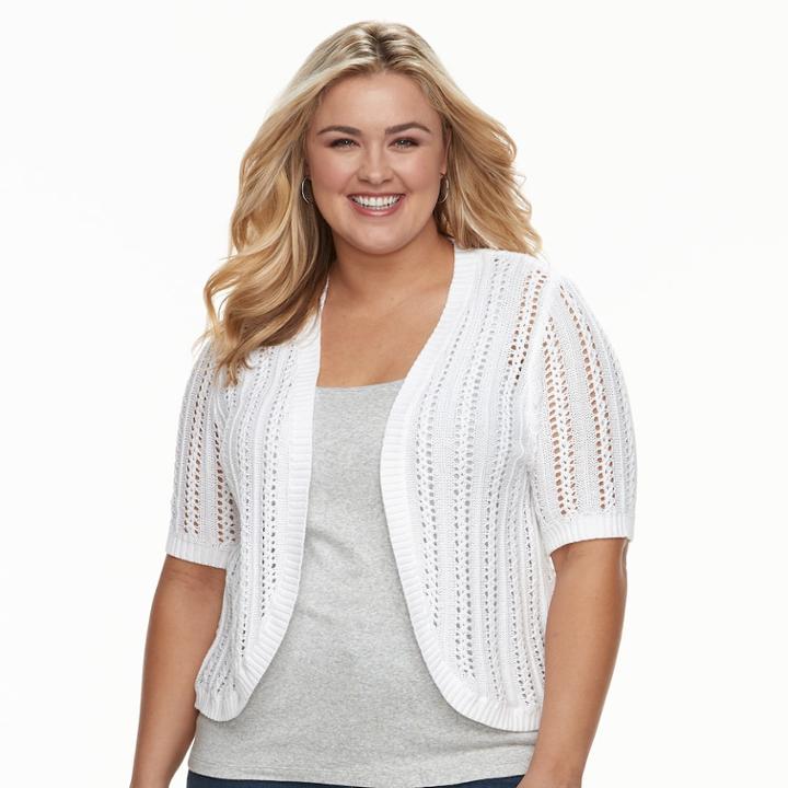 Plus Size Croft & Barrow&reg; Pointelle Shrug, Women's, Size: 2xl, Natural