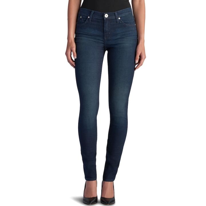 Women's Rock & Republic&reg; Zipper Back Pocket Skinny Jeans, Size: 4 T/l, Dark Blue