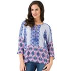 Women's Haggar Print Tassel Top, Size: Xl, Pink Other