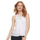Women's Harve Benard Crochet-trim Tank, Size: Small, White Oth