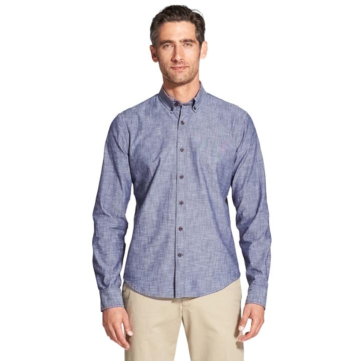 Men's Izod Saltwater Blues Slim-fit Button-down Shirt, Size: Small, Blue (navy)