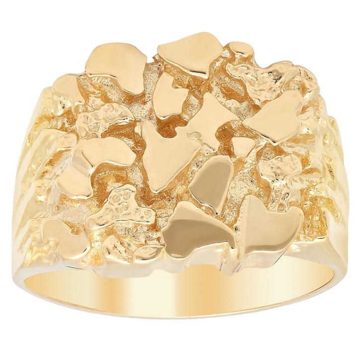Men's 14k Gold Over Silver Nugget Ring, Size: 9, Yellow