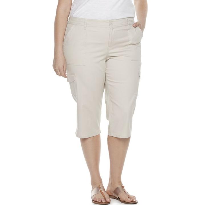 Plus Size Gloria Vanderbilt Yvonne Capris, Women's, Size: 22 W, Lt Beige