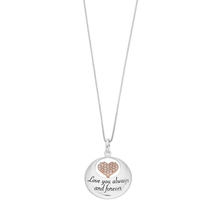 Timeless Sterling Silver Love You Always & Forever Pendant Necklace, Women's, White