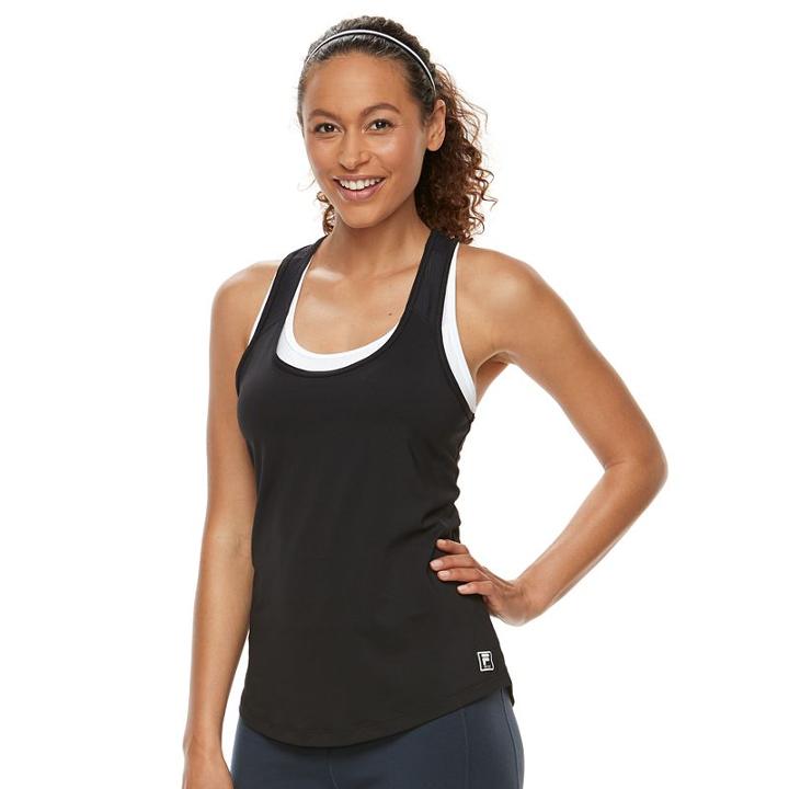 Women's Fila Sport&reg; Scoop Neck Racerback Tank, Size: Large, Black