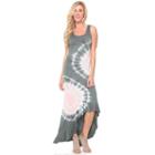 Women's White Mark Tie-dye High-low Maxi Dress, Size: Large, Grey
