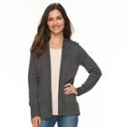 Women's Croft & Barrow&reg; Essential Open Front Cardigan, Size: Large, Dark Grey