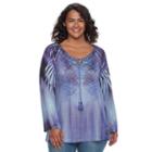 Plus Size World Unity Printed Peasant Top, Women's, Size: 3xl, Grey Other