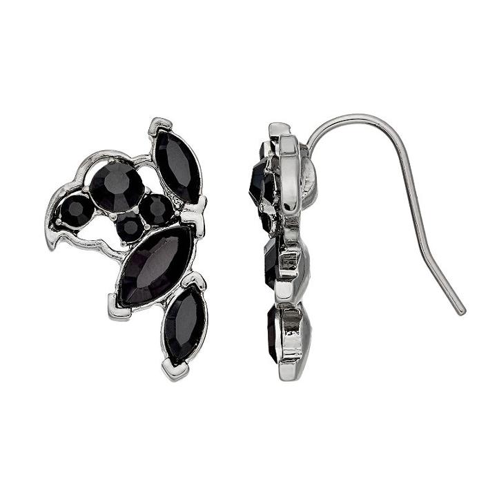 Simply Vera Vera Wang Black Stone Cluster Climber Earrings, Women's