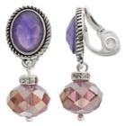 Napier Purple Oval Shaky Bead Nickel Free Clip On Earrings, Women's