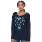 Women's Sonoma Goods For Life&trade; Floral Embroidery Scoopneck Sweater, Size: Xxl, Dark Blue